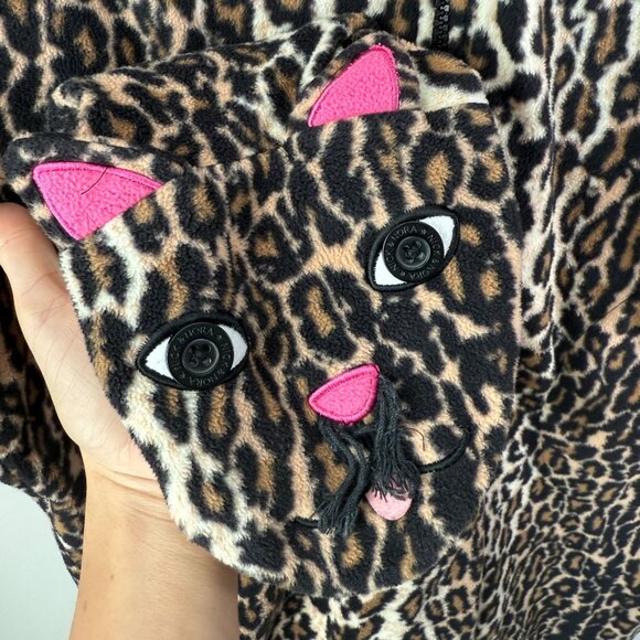 Nick & Nora Sleep Onesie Leopard Print Fleece Footed Size Small - Picture 4 of 7